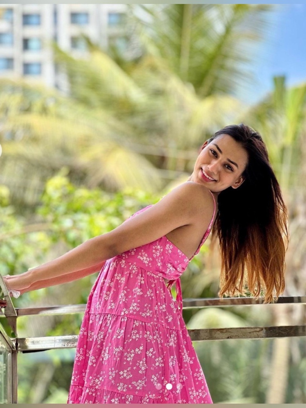 🌸 Pink Floral Summer Dress ✨ European Boutique Viscose Tie Back Sundress Size S - Picture 2 of 7